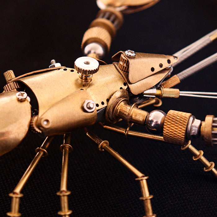 Metal Brass Lobster Animal Model Handmade Assembled Crafts for Collection