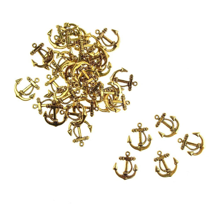 Metal Nautical Anchor Charms, 3/4-Inch, 36-Count