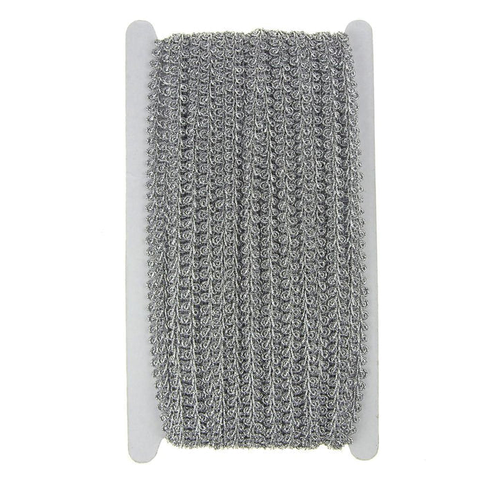 Metallic Fabric Swirl Trim, Silver, 10mm, 20-Yards