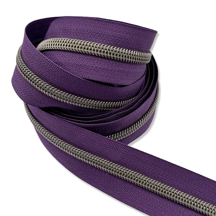 Midnight Purple  | #5 Antique Gold Zipper by the Yard - 3 Yard Singles