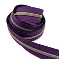 Midnight Purple  | #5 Light Gold Zipper by the Yard - 3 Yard Singles