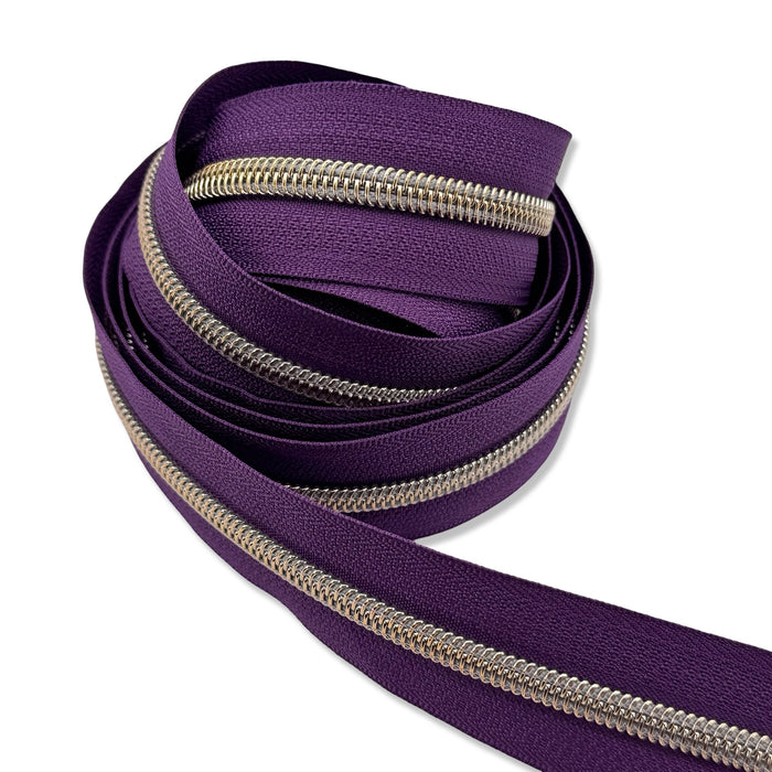 Midnight Purple  | #5 Light Gold Zipper by the Yard - 3 Yard Singles