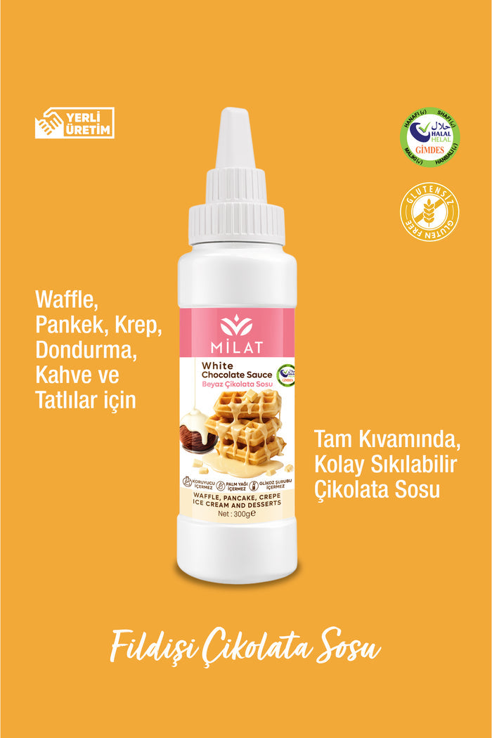 Milat White Dessert Sauce (Gluten Free) is a smooth and creamy topping crafted in Türkiye using carefully selected ingredients.