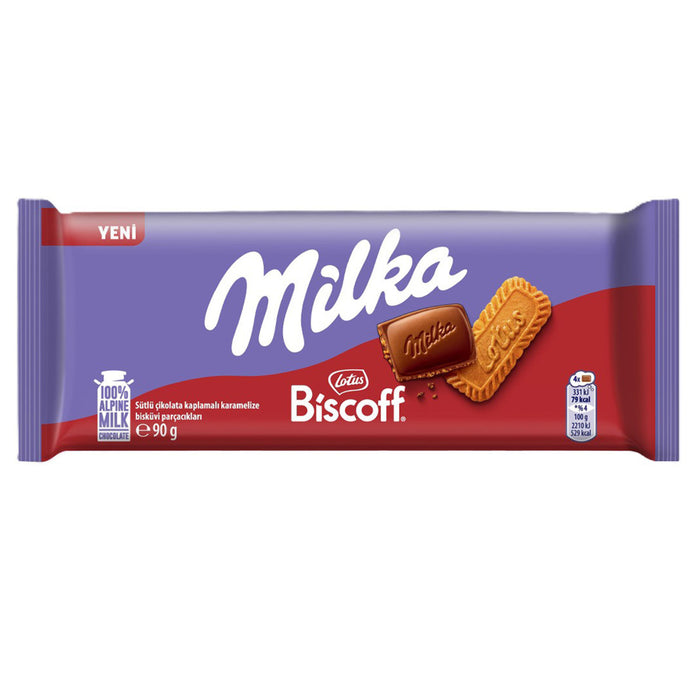 Milka Biscoff Milk Chocolate Bar brings together Milka’s smooth Alpine milk chocolate and the irresistible crunch of caramelized Biscoff-style biscuit pieces.