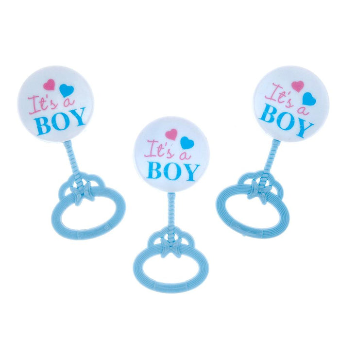 Mini Plastic Baby Rattle Favor Decorations, 3-1/2-Inch, 12-Count