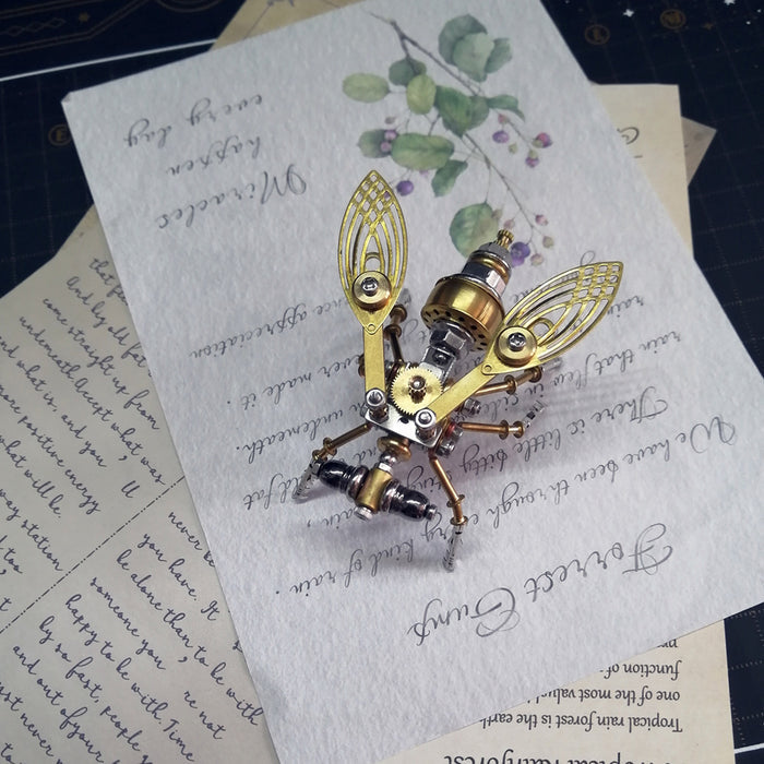 Miniature Steampunk Brass Fruit Fly Spider Ant Dragonfly Butterfly Metal Model Kits