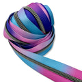 Mixed Berry Ombré | #5 Black Nickel Zipper by the Yard - 3 Yard Singles