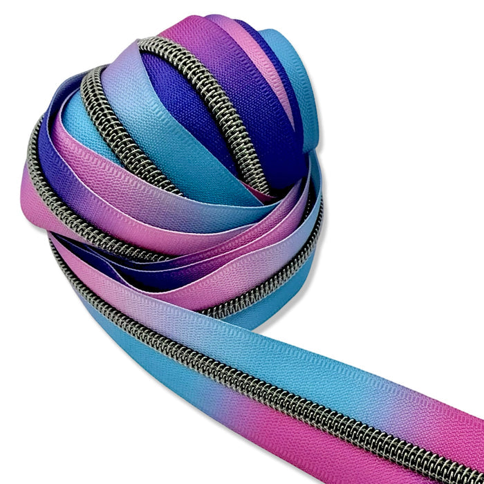 Mixed Berry Ombré | #5 Black Nickel Zipper by the Yard - 3 Yard Singles