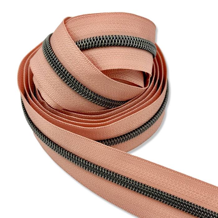 Monticello Peach  | #5 Black Nickel Zipper by the Yard - 3 Yard Singles