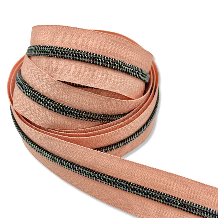 Monticello Peach  | #5 Midnight Rainbow Zipper by the Yard - 3 Yard Singles