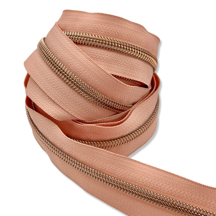 Monticello Peach  | #5 Rose Gold Zipper by the Yard - 3 Yard Singles