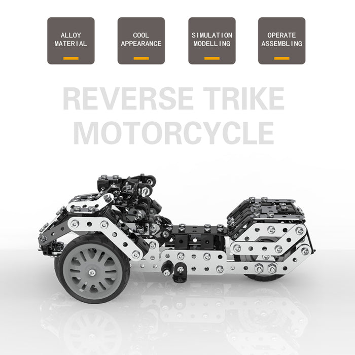 Motorcycle Assembly Model DIY Inverted Tricycle Puzzle Toy Stainless Steel Screw Kit 498Pcs
