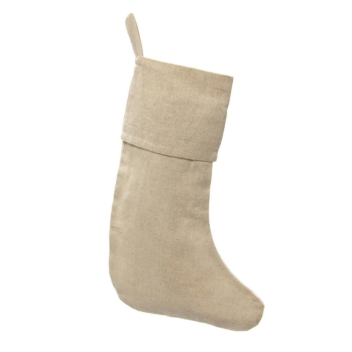 Natural Plain Linen Christmas Stockings, 16-inch, 6-Piece