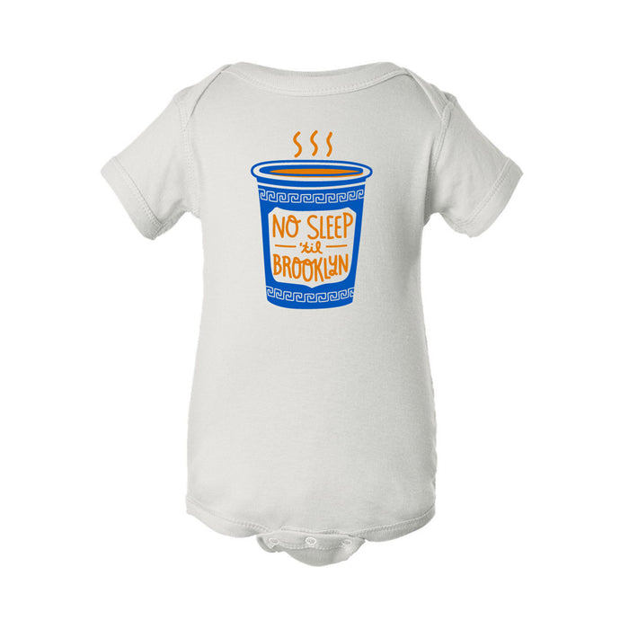 the neighborgoods no sleep 'til brooklyn greek coffee cup onesie baby one piece