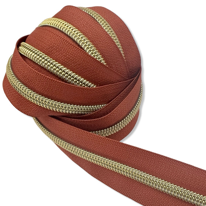 Obstinate Orange | #5 Light Gold Zipper by the Yard - 3 Yard Singles
