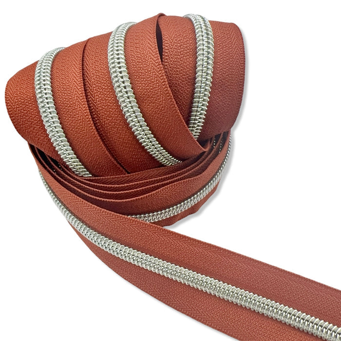 Obstinate Orange | #5 Nickel Zipper by the Yard - 3 Yard Singles