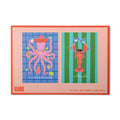 A set of two colorful notecards and matching envelopes from HIJINX in red box packaging, on a white background.