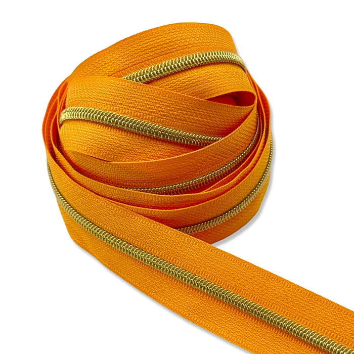 Orange Sherbet | #3 Light Gold Zipper by the Yard - 3 Yard Singles