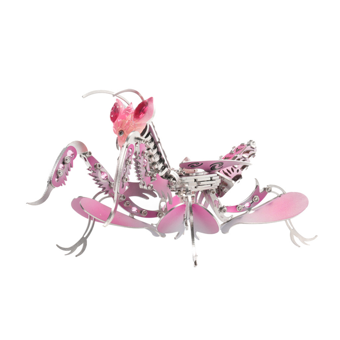 Orchid Mantis 3D DIY Mechanical Metal Insect Model Kit 100+ PCS Creative Trendy Display Pink