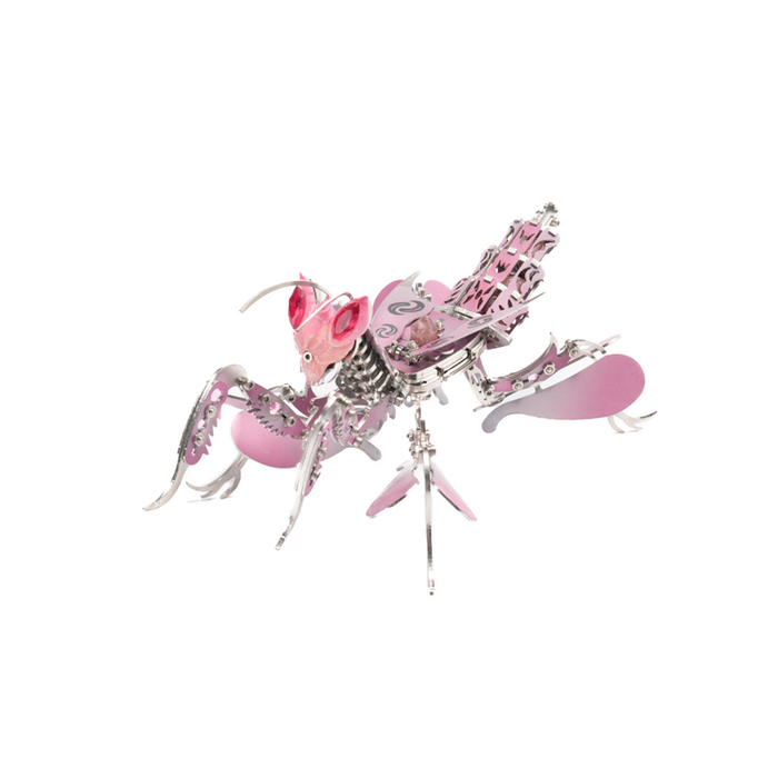 Orchid Mantis 3D DIY Mechanical Metal Insect Model Kit 100+ PCS Creative Trendy Display Pink
