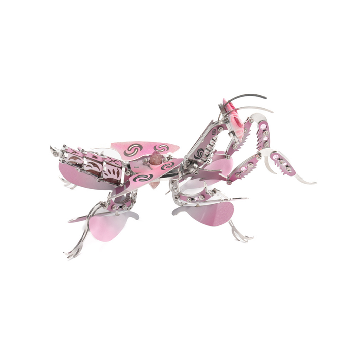 Orchid Mantis 3D DIY Mechanical Metal Insect Model Kit 100+ PCS Creative Trendy Display Pink
