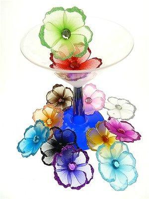 Organza Glitter Nylon, Mini Flower, 2-inch, 12-Piece