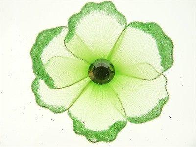 Organza Glitter Nylon, Mini Flower, 2-inch, 12-Piece