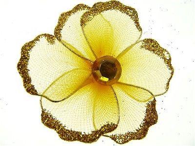 Organza Glitter Nylon, Mini Flower, 2-inch, 12-Piece