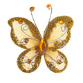 Organza Nylon Glitter Butterflies, 3-inch, 12-Piece, Gold