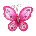 Organza Nylon Glitter Butterflies, 3-inch, 12-Piece, Hot Pink