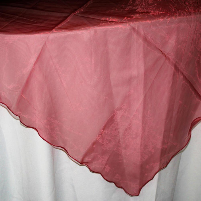 Organza Table Cover Overlay, 80-inch, Burgundy