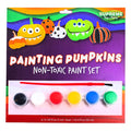 Seasonal Distribution Halloween Painting Pumpkins Non-Toxic Paint Set with 6 paint pots and a brush in packaging.