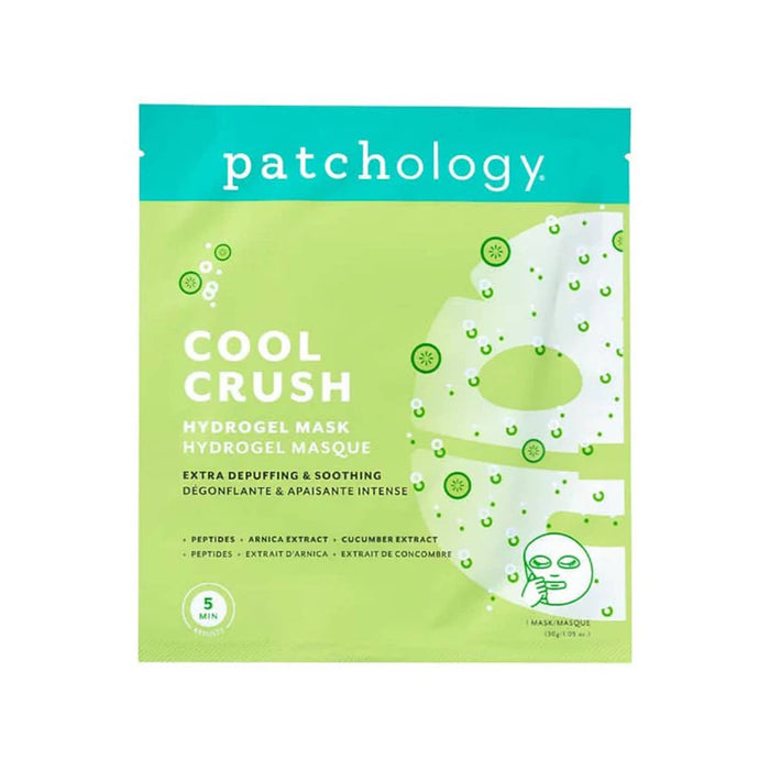 Patchology Cool Crush hydrogel sheet mask in packaging on a white background.