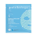 Patchology Serve Chilled on Ice Hydrogel Firming Face Mask in blue pouch packaging.