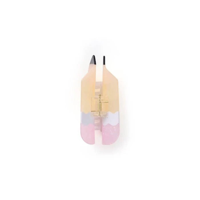 Pencil-shaped claw hair clip, top view, on a plain white background.