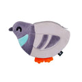Plush pigeon zip coin pouch, on a white background.