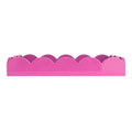 Creative Co-op MDF fuchsia lacquered rectangular scalloped serving tray, front view.