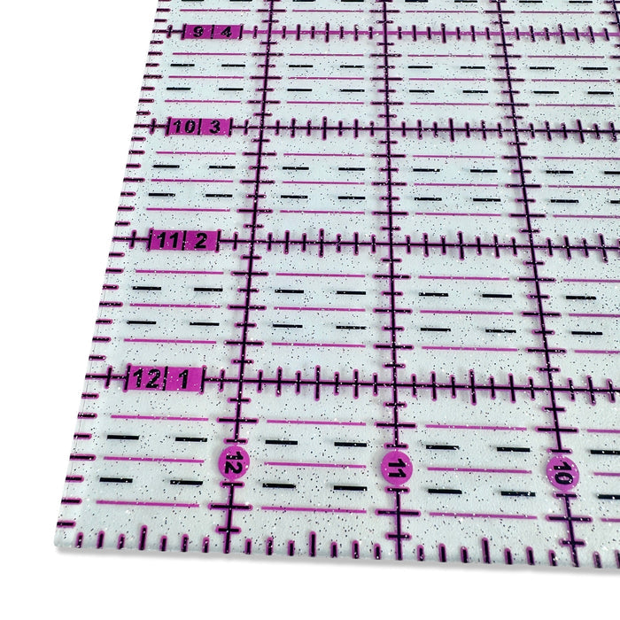 Pink to Teal Gradient | Glitter  - 13” x 13” Ruler