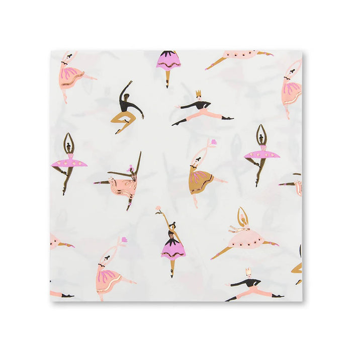 Daydream Society Pirouette large paper party napkin with ballerinas on white.
