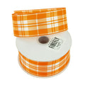Plaid Checkered Holiday Christmas Ribbon Wired Edge, 1-1/2-Inch, 10 Yards, Orange