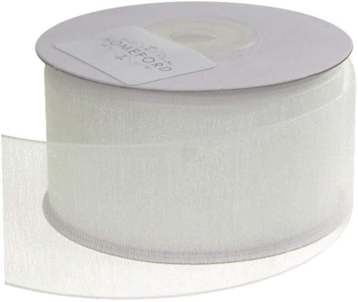 Plain Sheer Organza Ribbon, 2-3/4-Inch, 25 Yards, White