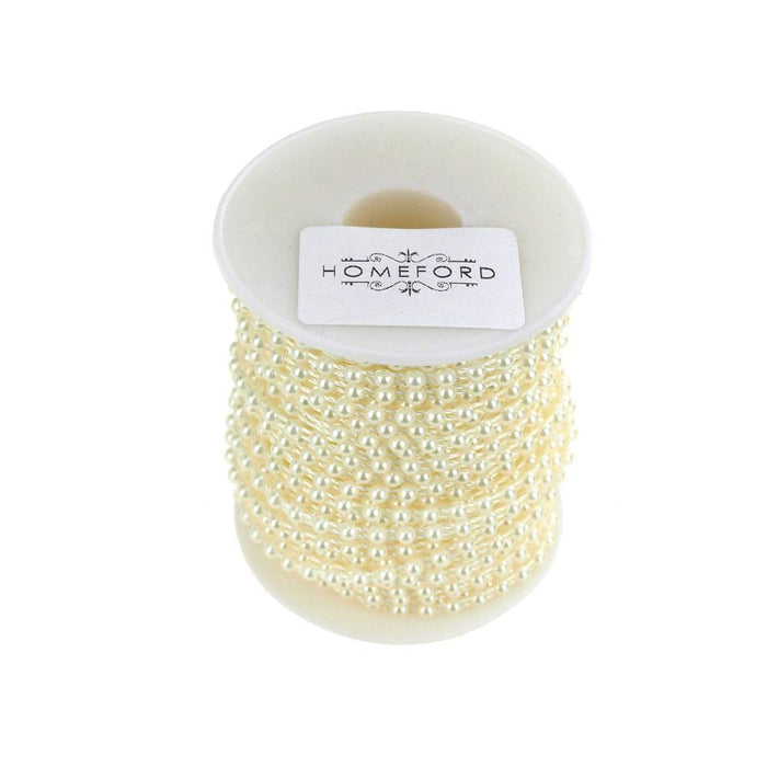 Plastic Flat Back Craft Pearl String, 4mm, 24-Yards, Ivory