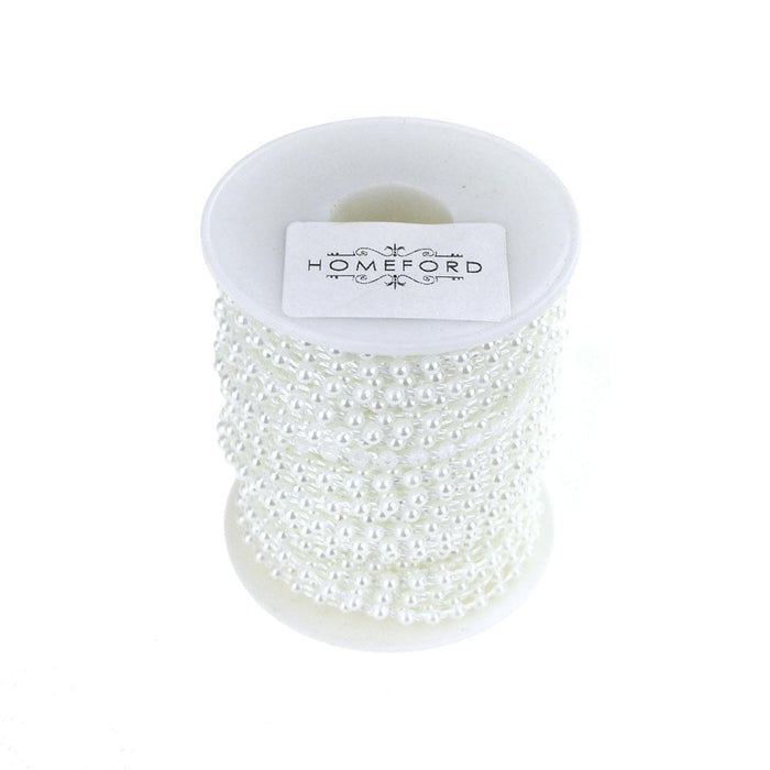 Plastic Flat Back Craft Pearl String, 4mm, 24-Yards, White