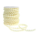 Plastic Flat Back Craft Pearl String, Ivory, 6mm, 15-Yards