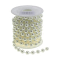 Plastic Pearl Round Bead Strand Ribbon, White, 5mm, 10-Yard