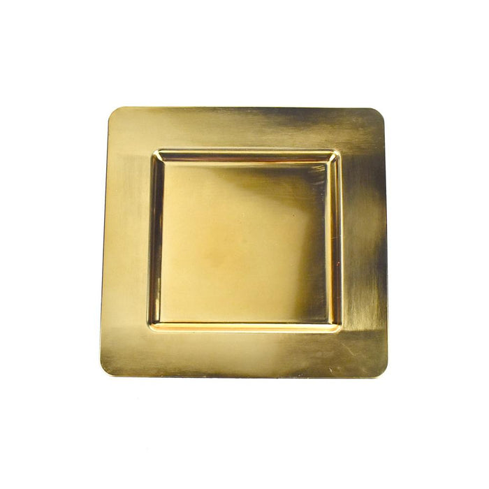 Plastic Square Charger Plate, 13-Inch, Gold, 1-Count