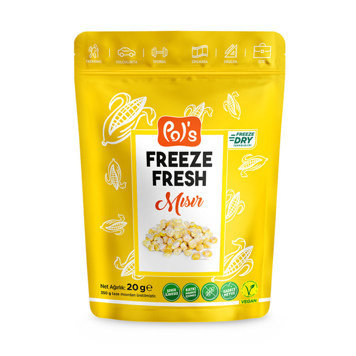 Pol's Freeze Fresh Corn is a light, crispy snack made from carefully selected corn and gently freeze-dried to preserve its natural flavor and nutrients.
