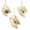 Porcelain Romance Tea Cup Christmas Tree Ornaments, 1-3/4-Inch, 3-Piece