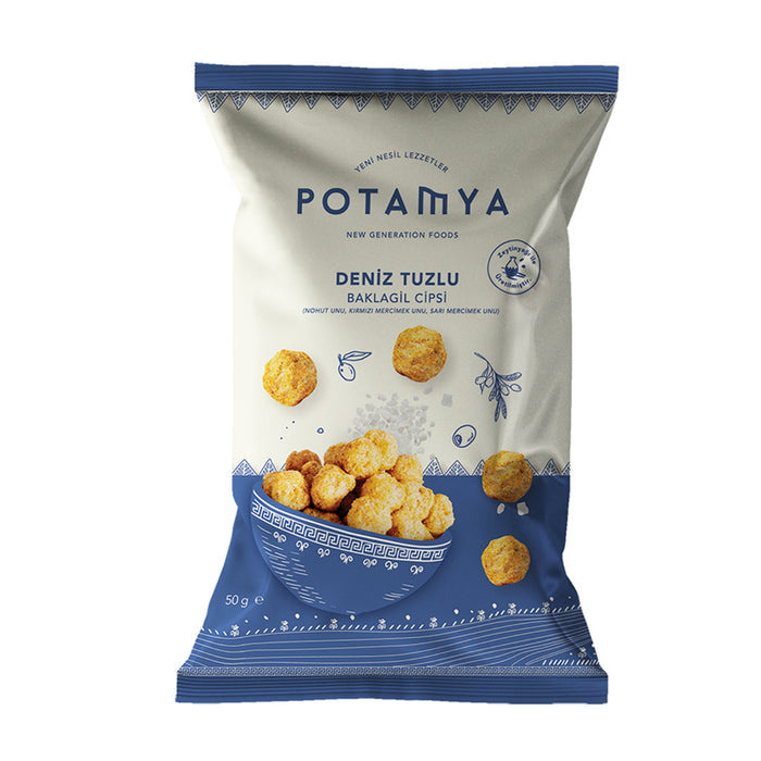 Potamya Sea Salt Legume Chips offer a lighter, better-for-you crunch made from a nourishing blend of chickpea and lentil flours.