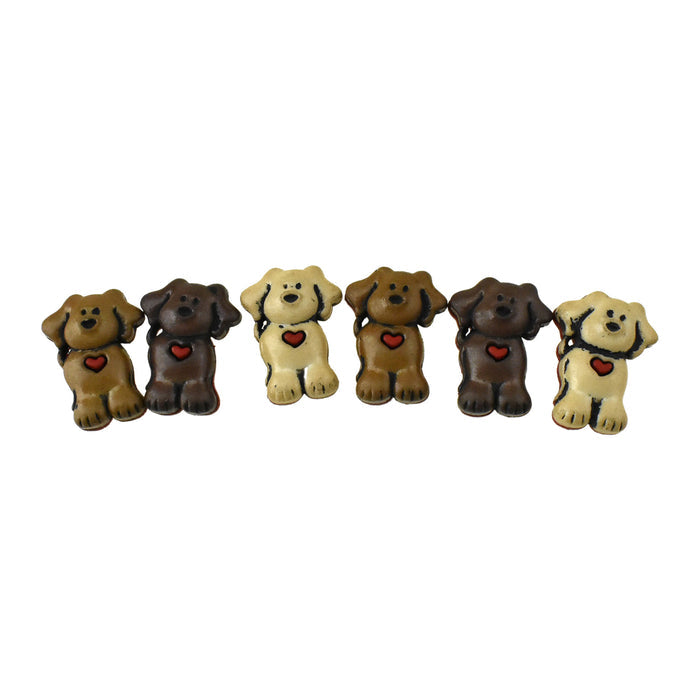 Puppy Pals Scrapbook Craft Button Embellishments, 7/8-Inch, 6-Piece